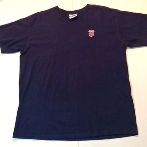 Vintage k Swiss t-shirt size large made in USA blue short sleeve